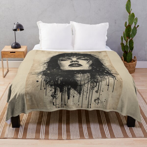 Item preview, Goth Girl Portrait Ink Drip Retro Grunge Art designed and sold by ERODED SELF.