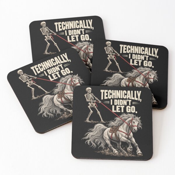 Item preview, Technically I Didn't Let Go Skeleton Horse Riding Halloween T-Shirt designed and sold by Trendably.