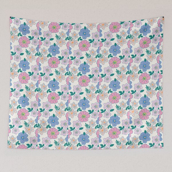 Item preview, Cute Pastel Blue and Pink Floral Seamless Pattern designed and sold by LuxocaDesigns24.