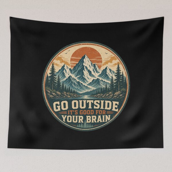 Item preview, Go Outside It's Good For Your Brain Hiking Mountain designed and sold by kromashift.