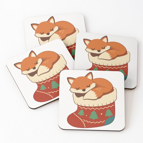 Item preview, Sleeping Fox in Christmas Stocking Cartoon  designed and sold by stylishdzign.
