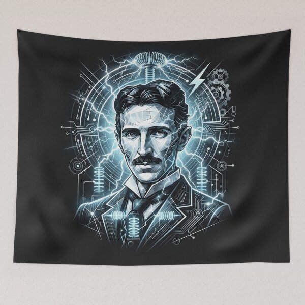 Item preview, Nikola Tesla Electric Genius Portrait designed and sold by Owcomm.