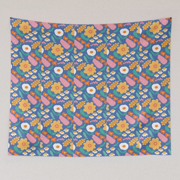 Item preview, Vibrant Cobalt Blue Wildflower Meadow Seamless Pattern designed and sold by LuxocaDesigns24.
