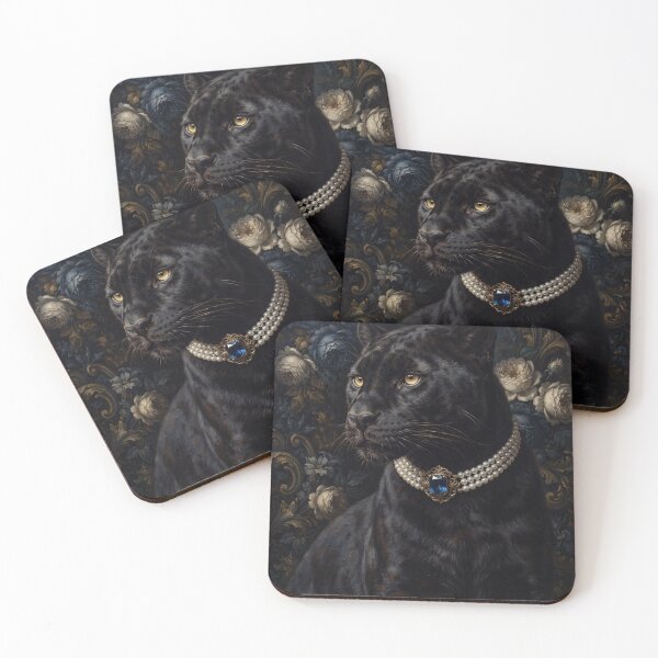 Item preview, Noble Black Panther with Sapphire Pearl Necklace designed and sold by Real Beast Art.