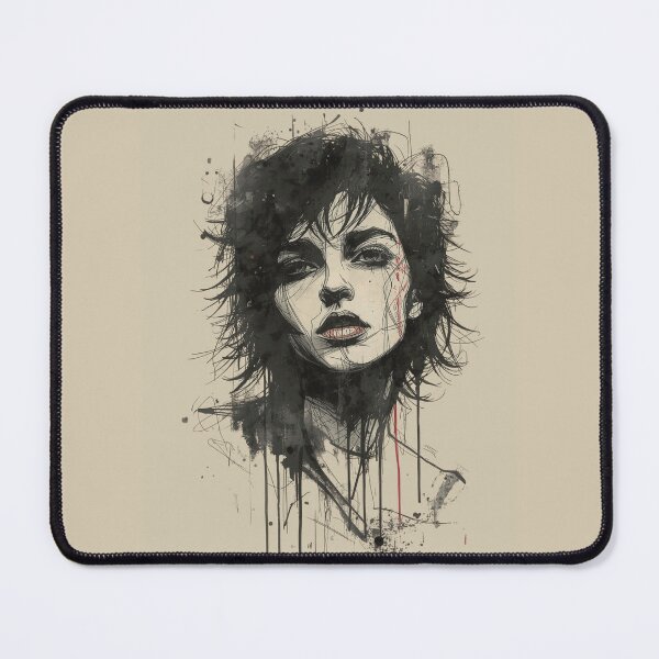 Item preview, Grunge Goth Portrait Shaggy Hair Ink Splash designed and sold by ERODED SELF.