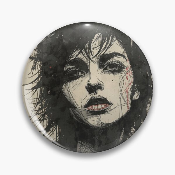 Item preview, Grunge Goth Portrait Shaggy Hair Ink Splash designed and sold by ERODED SELF.