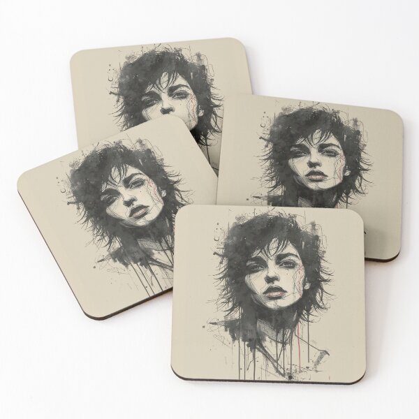 Item preview, Grunge Goth Portrait Shaggy Hair Ink Splash designed and sold by ERODED SELF.