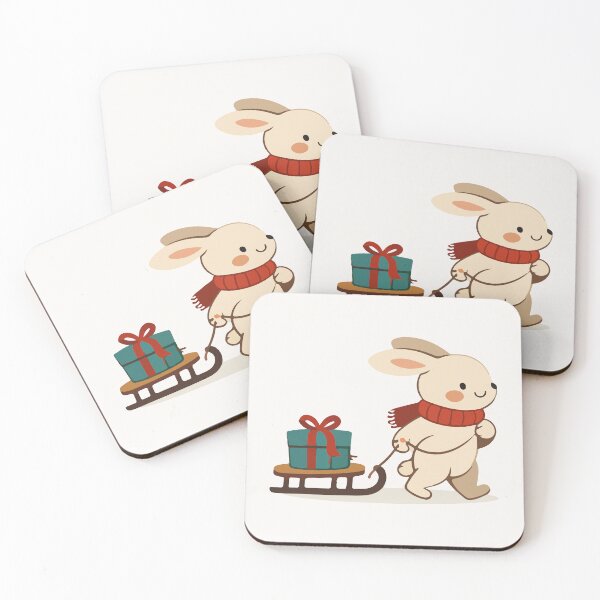 Item preview, Funny Christmas Bunny Pulling Sled Cartoon  designed and sold by stylishdzign.