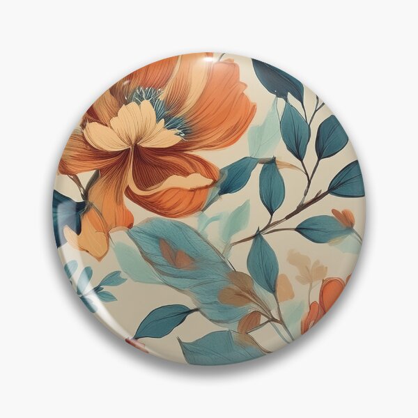 Item preview, Rustic autumn botanicals watercolor painting abstract garden florals rust, beige, brown, teal green, warm Autumn colours leaves designed and sold by navitalidesign.