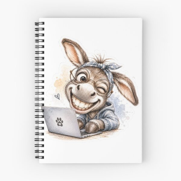 Item preview, Cute Winking Donkey Working on Laptop designed and sold by Snurly.