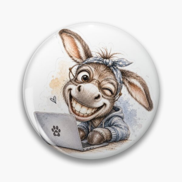 Item preview, Cute Winking Donkey Working on Laptop designed and sold by Snurly.
