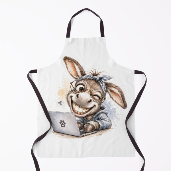 Item preview, Cute Winking Donkey Working on Laptop designed and sold by Snurly.