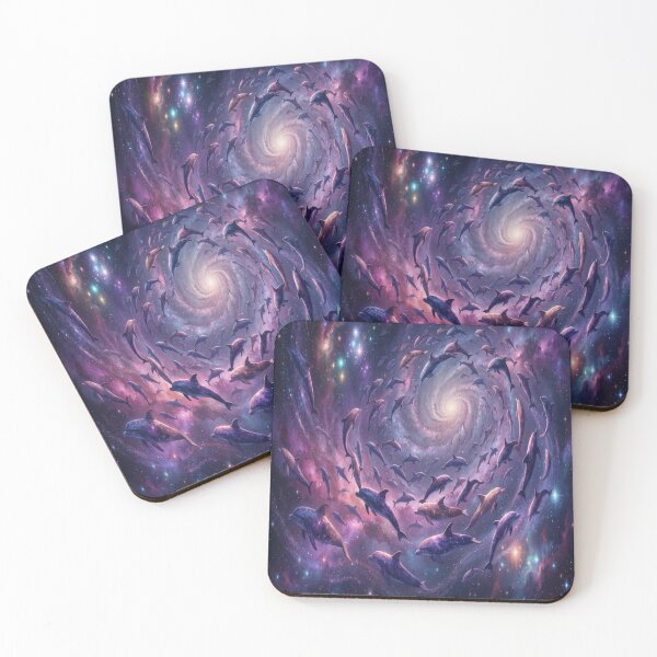 Item preview, Cosmic Dolphins in Galaxy Vortex Art Print designed and sold by AfresStudio.