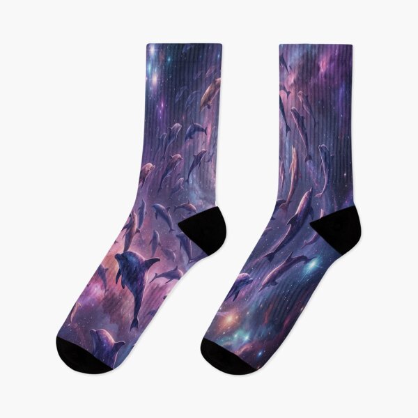 Item preview, Cosmic Dolphins in Galaxy Vortex Art Print designed and sold by AfresStudio.