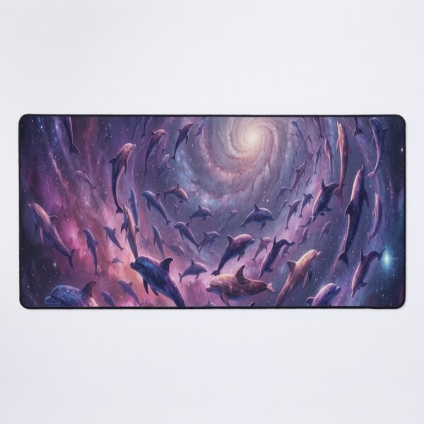 Item preview, Cosmic Dolphins in Galaxy Vortex Art Print designed and sold by AfresStudio.