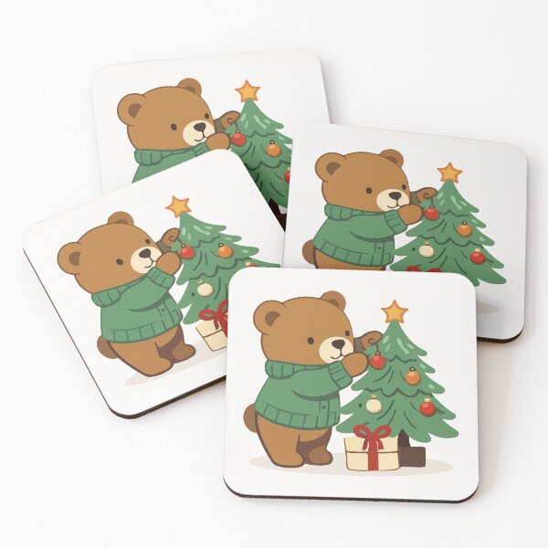 Item preview, Bear Decorating Christmas Tree Holiday Cartoon  designed and sold by stylishdzign.