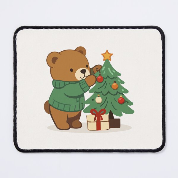 Item preview, Bear Decorating Christmas Tree Holiday Cartoon designed and sold by stylishdzign.