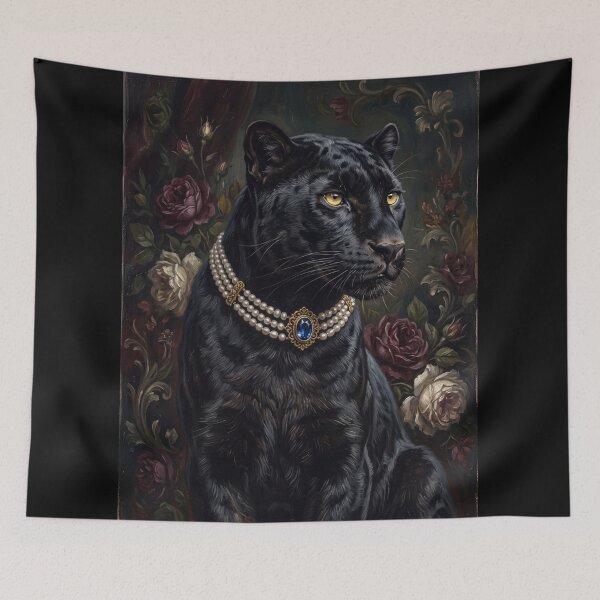 Item preview, Noble Black Panther with Sapphire Pearl Choker designed and sold by Real Beast Art.