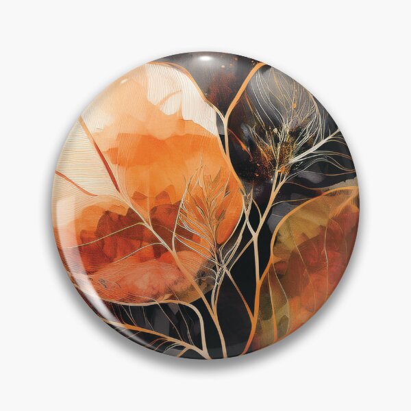 Item preview, Rustic alcohol ink autumn leaves botanicals watercolor painting abstract leaf pattern, burnt orange and black gold highlights  designed and sold by navitalidesign.
