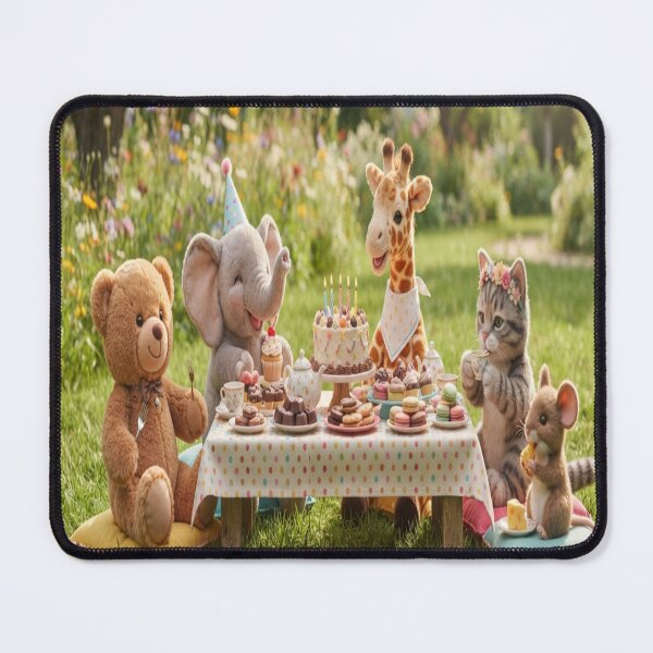Item preview, Whimsical Tea Party with Cute Animals Art Print designed and sold by AfresStudio.