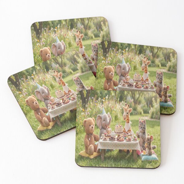 Item preview, Whimsical Tea Party with Cute Animals Art Print designed and sold by AfresStudio.
