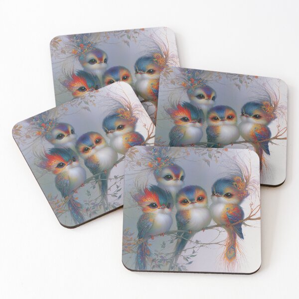 Item preview, Quartet of Pastel Songbirds designed and sold by bloorose.