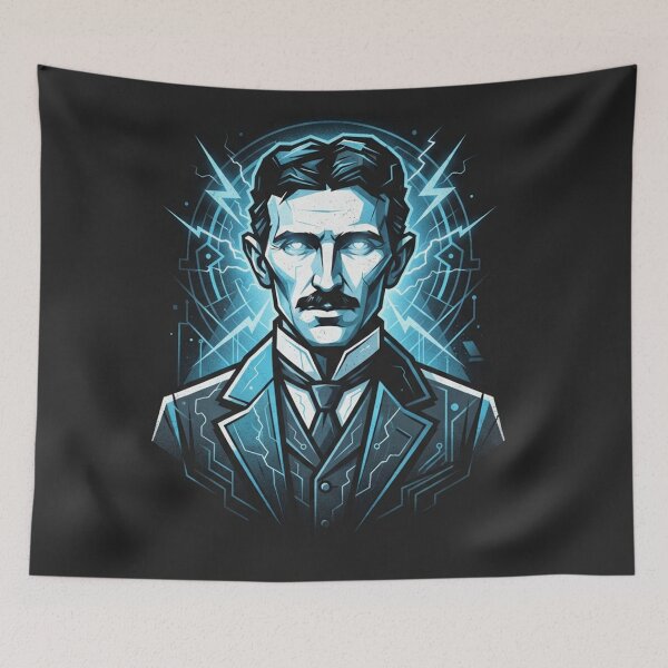 Item preview, Nikola Tesla Electric Genius Portrait designed and sold by Owcomm.