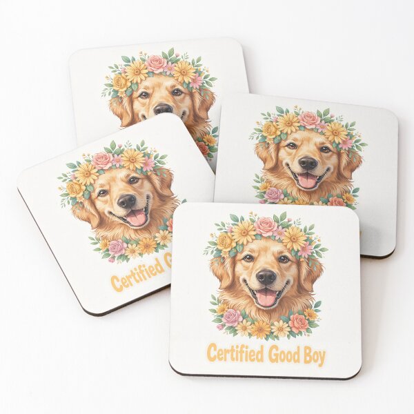 Item preview, Certified Good Boy - Cute Golden Retriever Floral  designed and sold by Golden Poppy Paw.