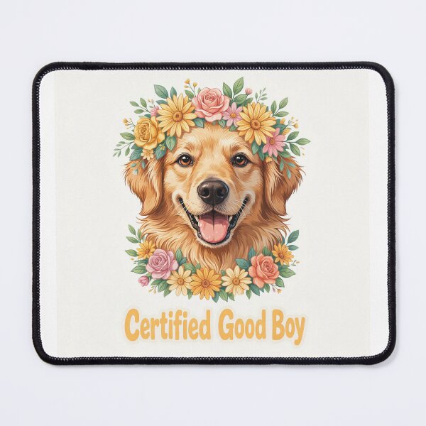 Item preview, Certified Good Boy - Cute Golden Retriever Floral designed and sold by Golden Poppy Paw.