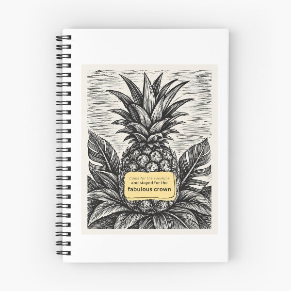Item preview, Pineapple woodcut with saying, PanaluPrint, black, white, and yellow designed and sold by PanaluPrint .
