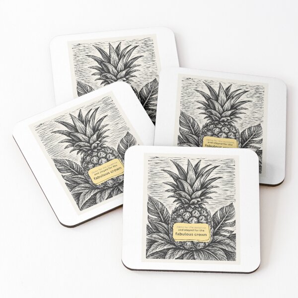 Item preview, Pineapple woodcut with saying, PanaluPrint, black, white, and yellow designed and sold by PanaluPrint .