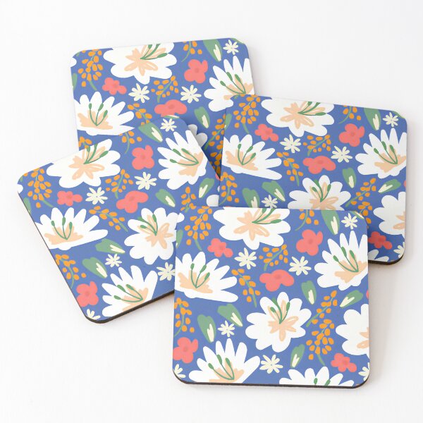 Item preview, Vibrant Sky Blue White Lily and Daisy Floral Seamless Pattern designed and sold by LuxocaDesigns24.
