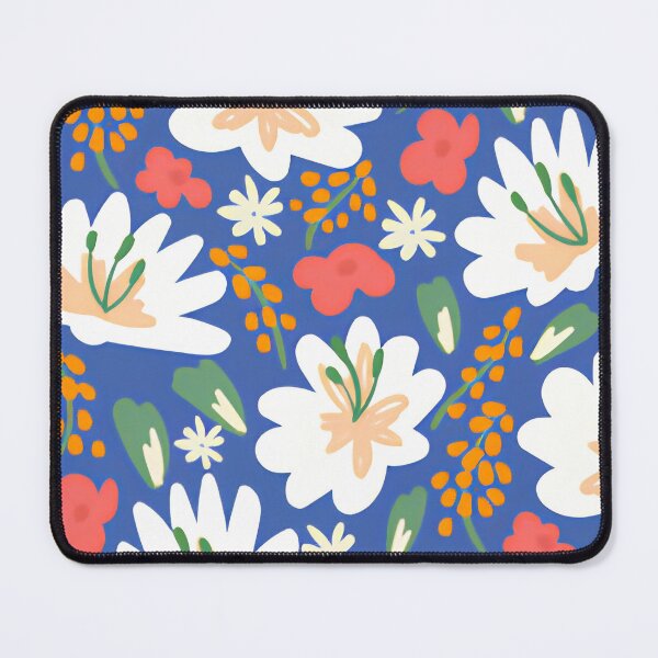 Item preview, Vibrant Sky Blue White Lily and Daisy Floral Seamless Pattern designed and sold by LuxocaDesigns24.