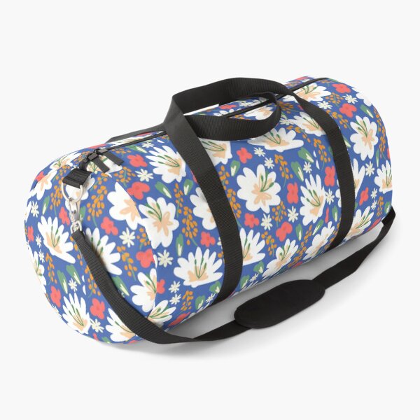 Item preview, Vibrant Sky Blue White Lily and Daisy Floral Seamless Pattern designed and sold by LuxocaDesigns24.