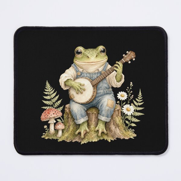 Item preview, Retro Frog Playing Banjo Vintage Cottagecore Wildflower designed and sold by BestCoolStuff.