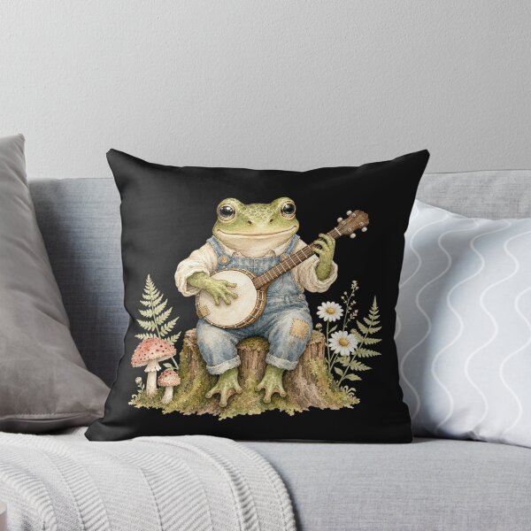 Item preview, Retro Frog Playing Banjo Vintage Cottagecore Wildflower designed and sold by BestCoolStuff.