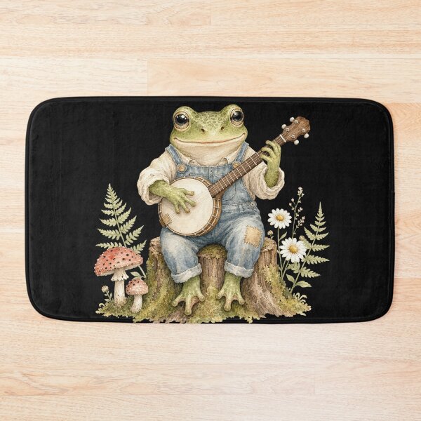 Item preview, Retro Frog Playing Banjo Vintage Cottagecore Wildflower designed and sold by BestCoolStuff.