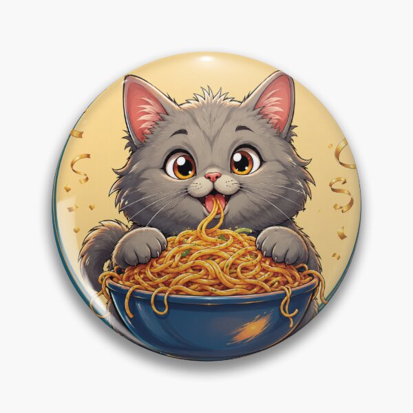 Item preview, Adorable Kawaii Kitten Eating Spaghetti in Festive Cartoon Style designed and sold by Mindful56.