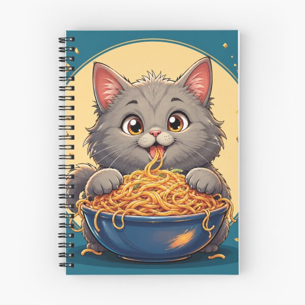 Item preview, Adorable Kawaii Kitten Eating Spaghetti in Festive Cartoon Style designed and sold by Mindful56.