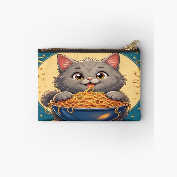 Item preview, Adorable Kawaii Kitten Eating Spaghetti in Festive Cartoon Style designed and sold by Mindful56.