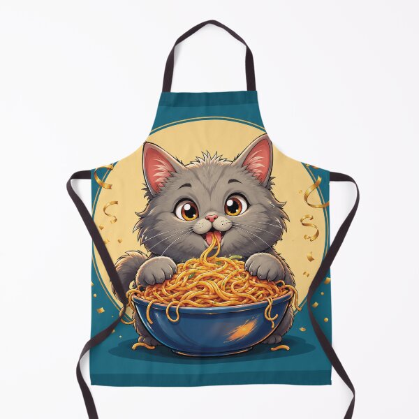 Item preview, Adorable Kawaii Kitten Eating Spaghetti in Festive Cartoon Style designed and sold by Mindful56.