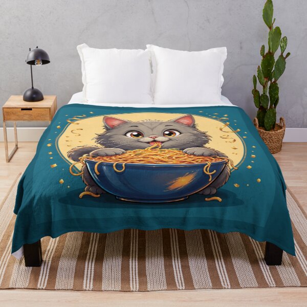 Item preview, Adorable Kawaii Kitten Eating Spaghetti in Festive Cartoon Style designed and sold by Mindful56.