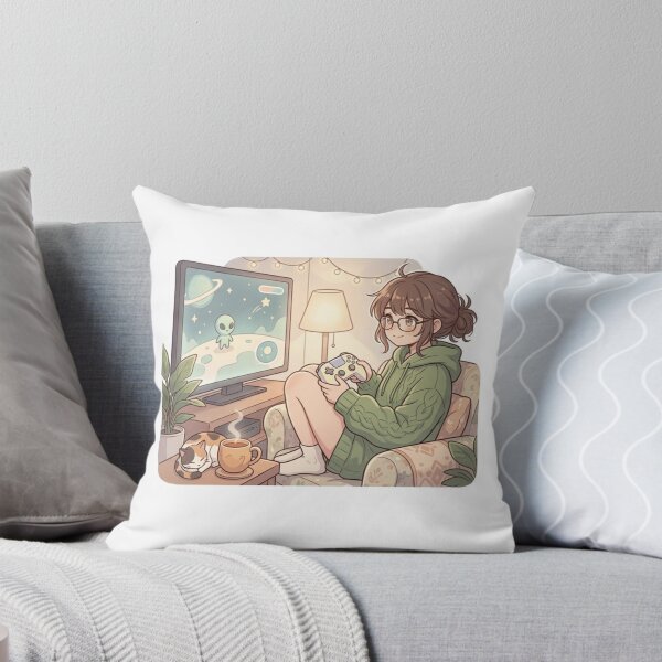 Item preview, Cozy Anime Gamer Girl Recharge Sticker Offline Vibes & Introvert Gamer Gift Art designed and sold by Sema Sema.