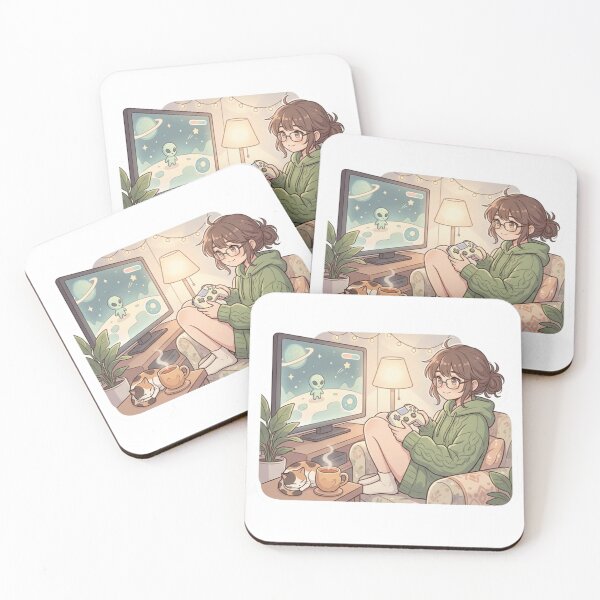 Item preview, Cozy Anime Gamer Girl Recharge Sticker Offline Vibes & Introvert Gamer Gift Art designed and sold by Sema Sema.