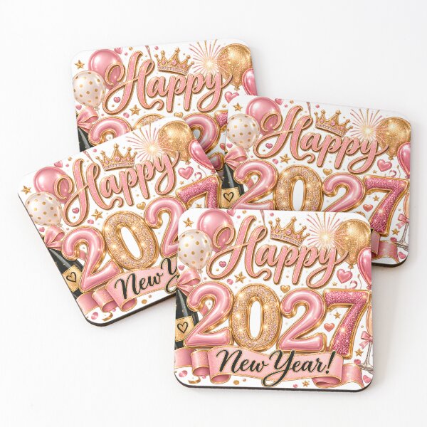 Item preview, Pink & Gold Happy New Year 2027 designed and sold by TinyWeird.
