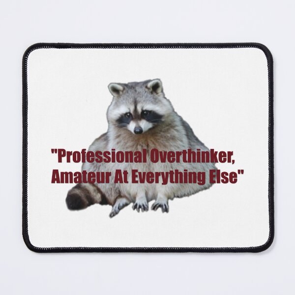 Item preview, Professional Overthinker, Amateur At Everything Else, raccoon meme designed and sold by CloudyPress.
