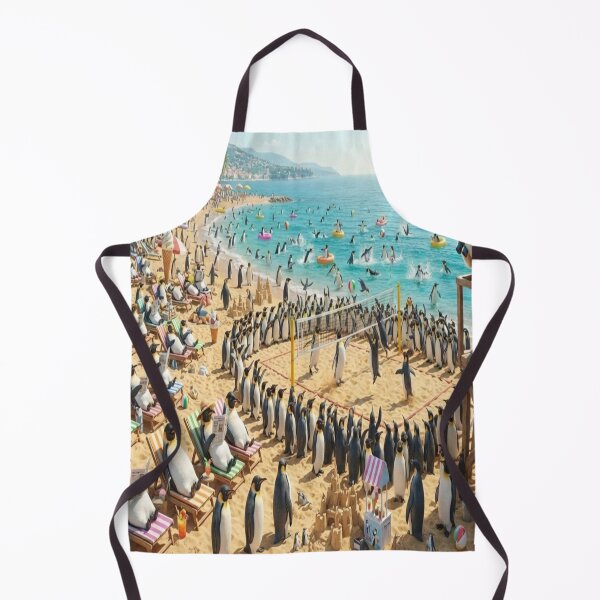 Item preview, Polar Bear Lifeguard Watching Penguins Play Volleyball Art Print designed and sold by AfresStudio.