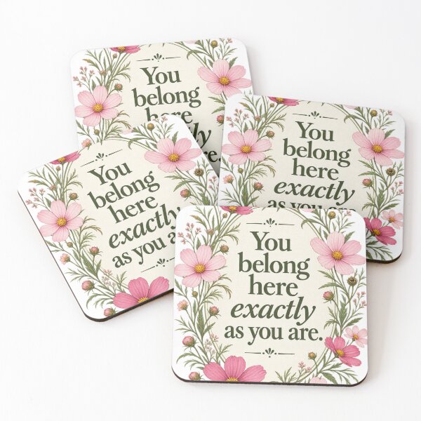 Item preview, You Belong Here Exactly As You Are Pink Cosmos Floral Art Print designed and sold by QCena.