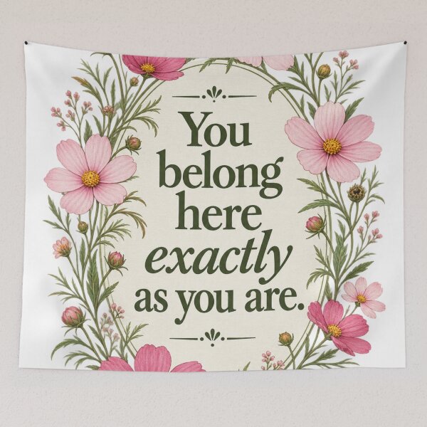 Item preview, You Belong Here Exactly As You Are Pink Cosmos Floral Art Print designed and sold by QCena.