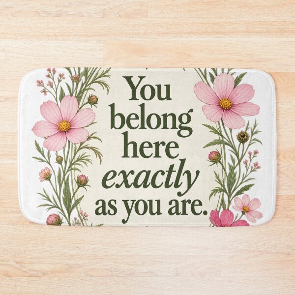 Item preview, You Belong Here Exactly As You Are Pink Cosmos Floral Art Print designed and sold by QCena.
